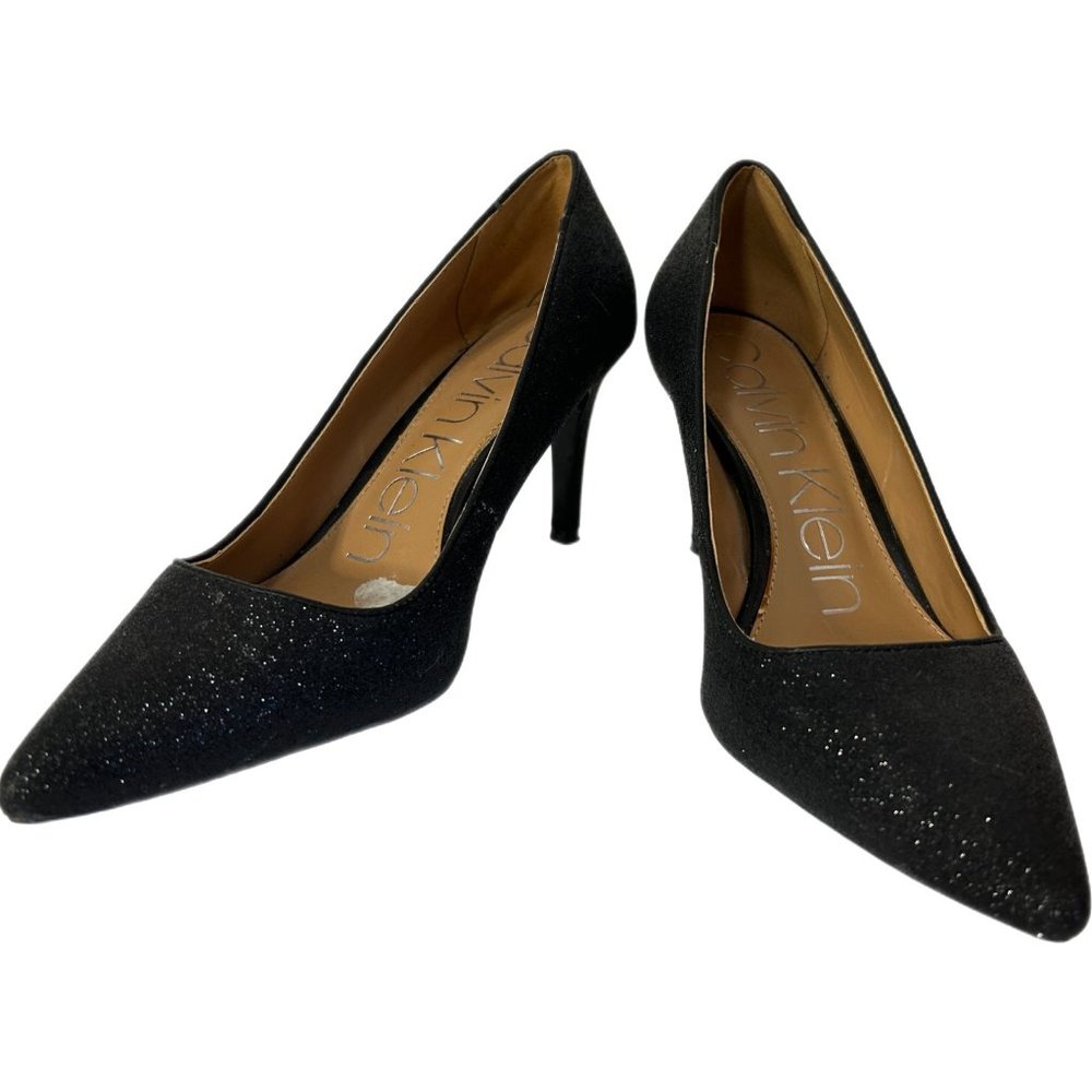 Calvin Klein Women’s Size 8.5 Black Sparkly Heels Pumps Prom Dressy